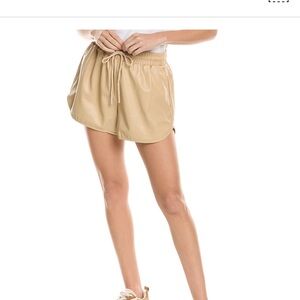 7 For All Mankind Faux Leather Athletic Shorts in Taupe